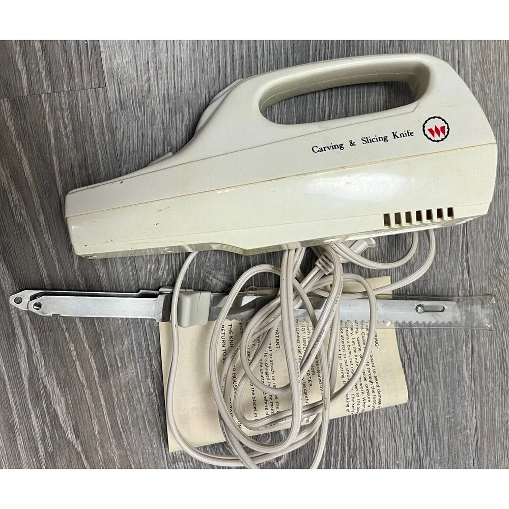 Vintage Woolworth Electric Carving Knife Stainless Steel‎ 2 Blades Original Box